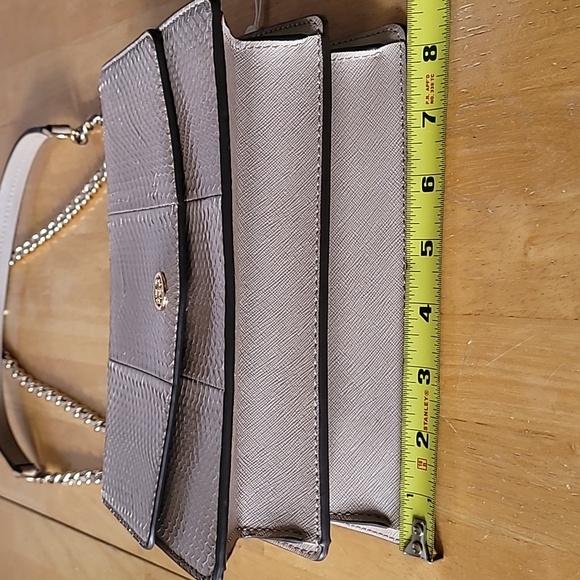 Tory Burch Robinson Exotic Snake Leather Convertible Shoulder Bag in Light Taupe - Picture 12 of 14